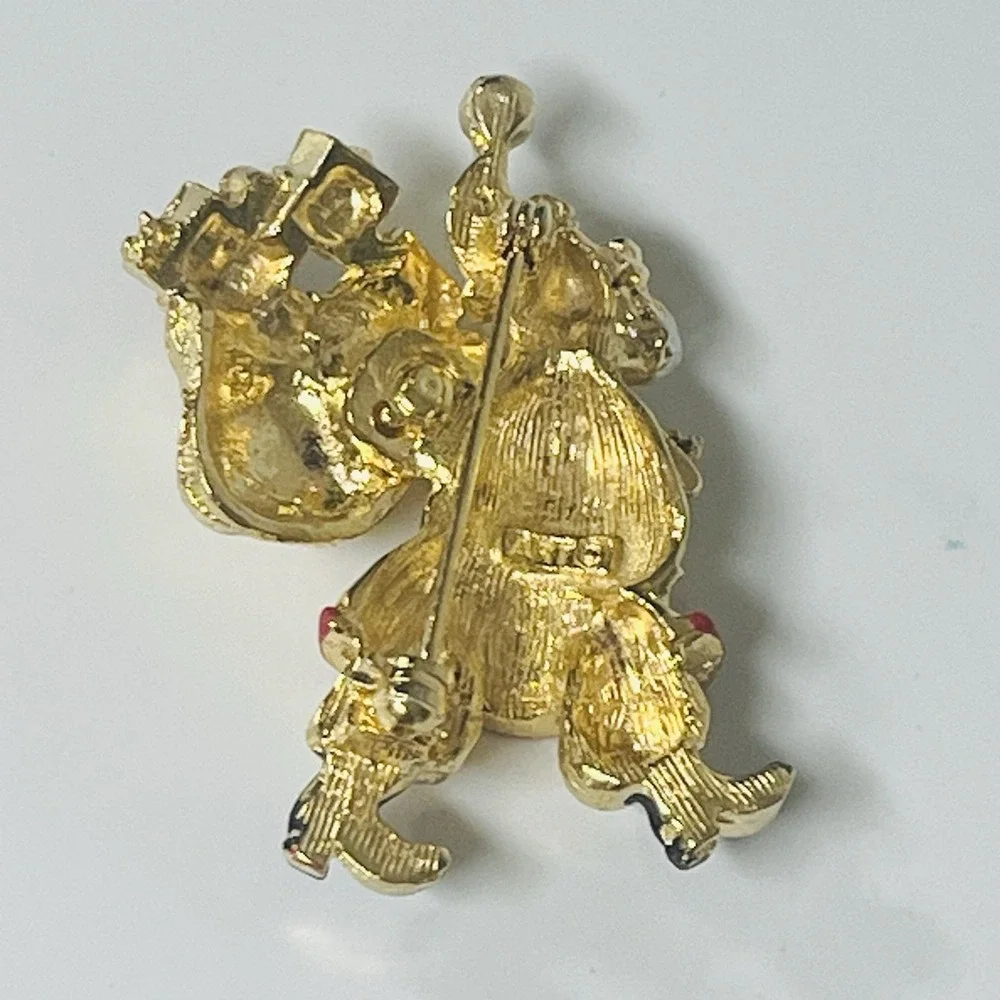 Vintage ART Signed Arthur Pepper Enameled Rhinestone‎ Santa Brooch Pin
